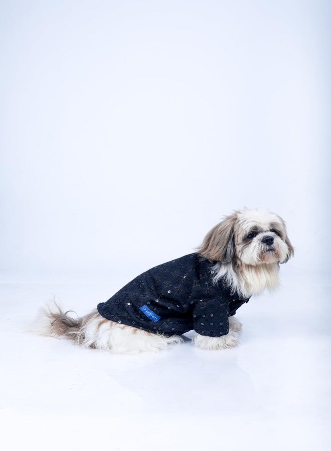 15 Buttons Dog Black Sequence Work Sherwani | Pure Cotton Fabric | Wedding Dress for Pets | Comfortable Ethnic Summer Outfit Choice | for All Occasions | for Boxer, French Buldog (XL) - Image 4